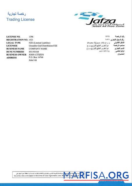Blank UAE Dubai trading license Word and PDF template, version 3